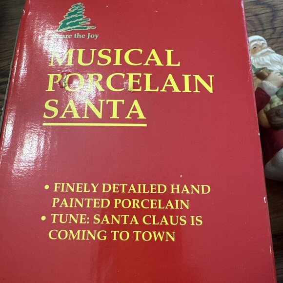 Share The Joy Vintage Musical Porcelain Santa - Picture 6 of 9